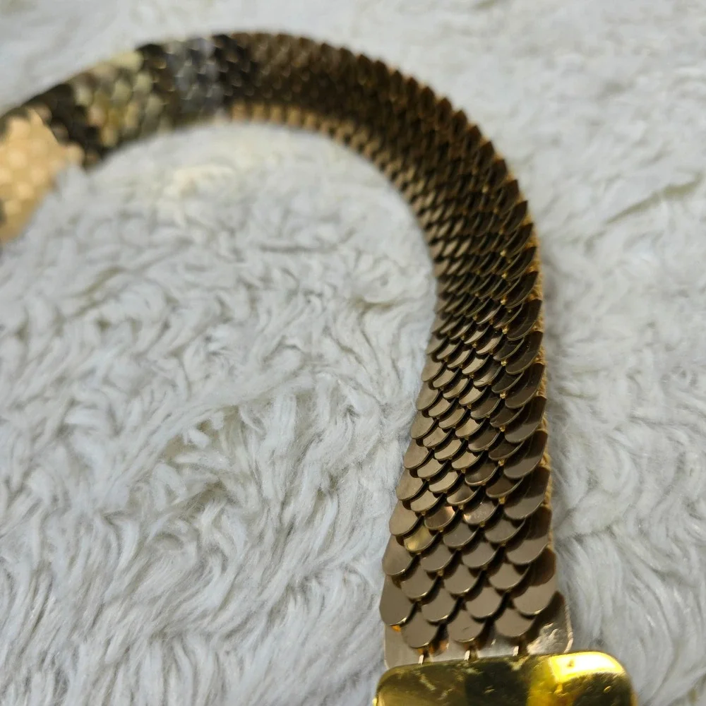 Vintage Gold Sequin Scale Belt Women Sm 18